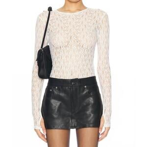NEW ENZA COSTA lace longsleeve crewneck top in off white